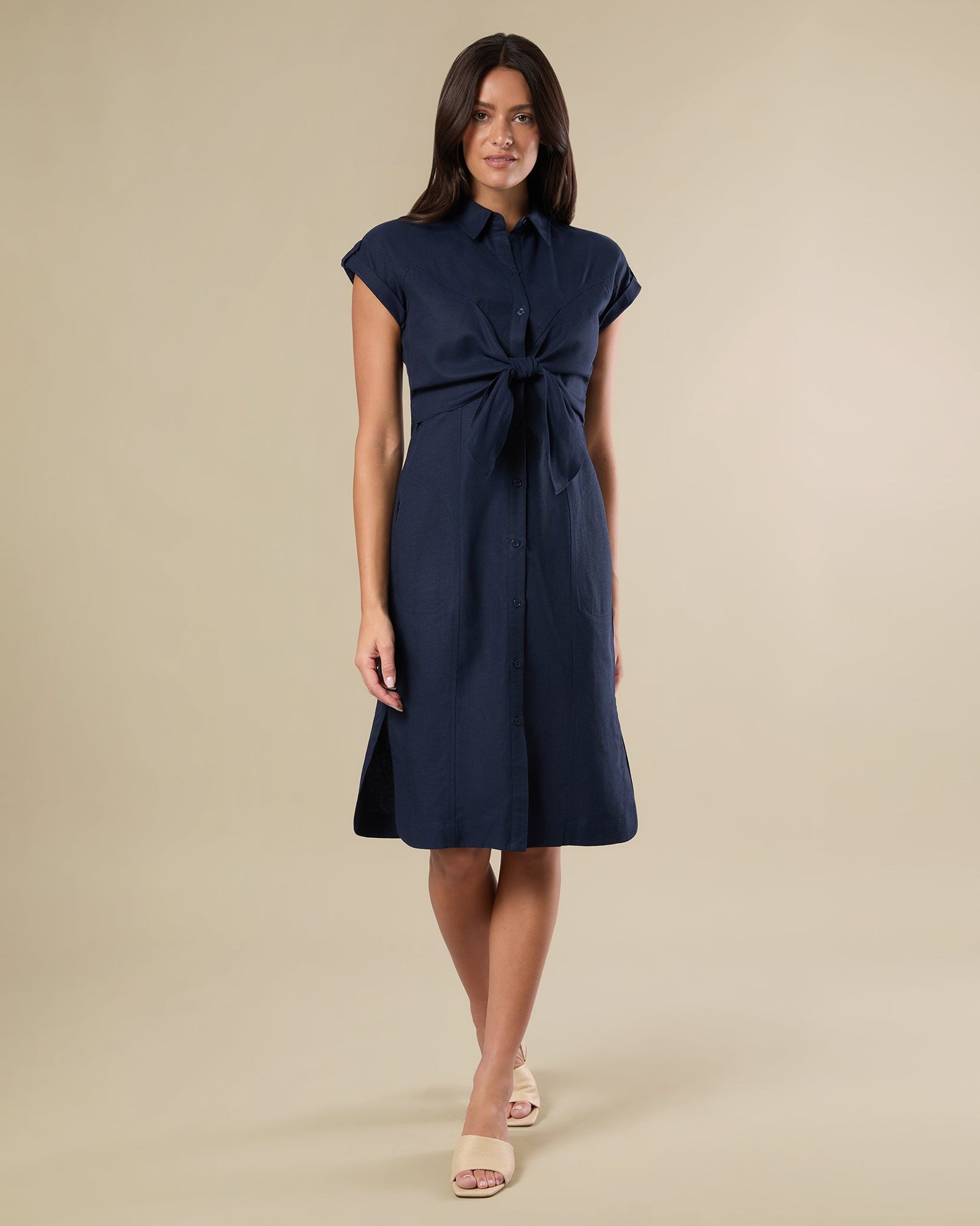 Tie Front Midi Dress | Dress Blue