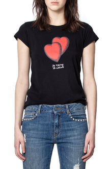 Skinny Double Heart Print  | Black