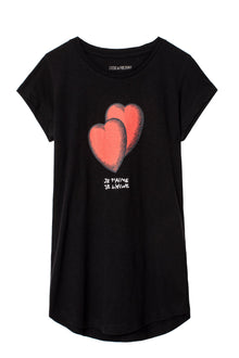 Skinny Double Heart Print  | Black