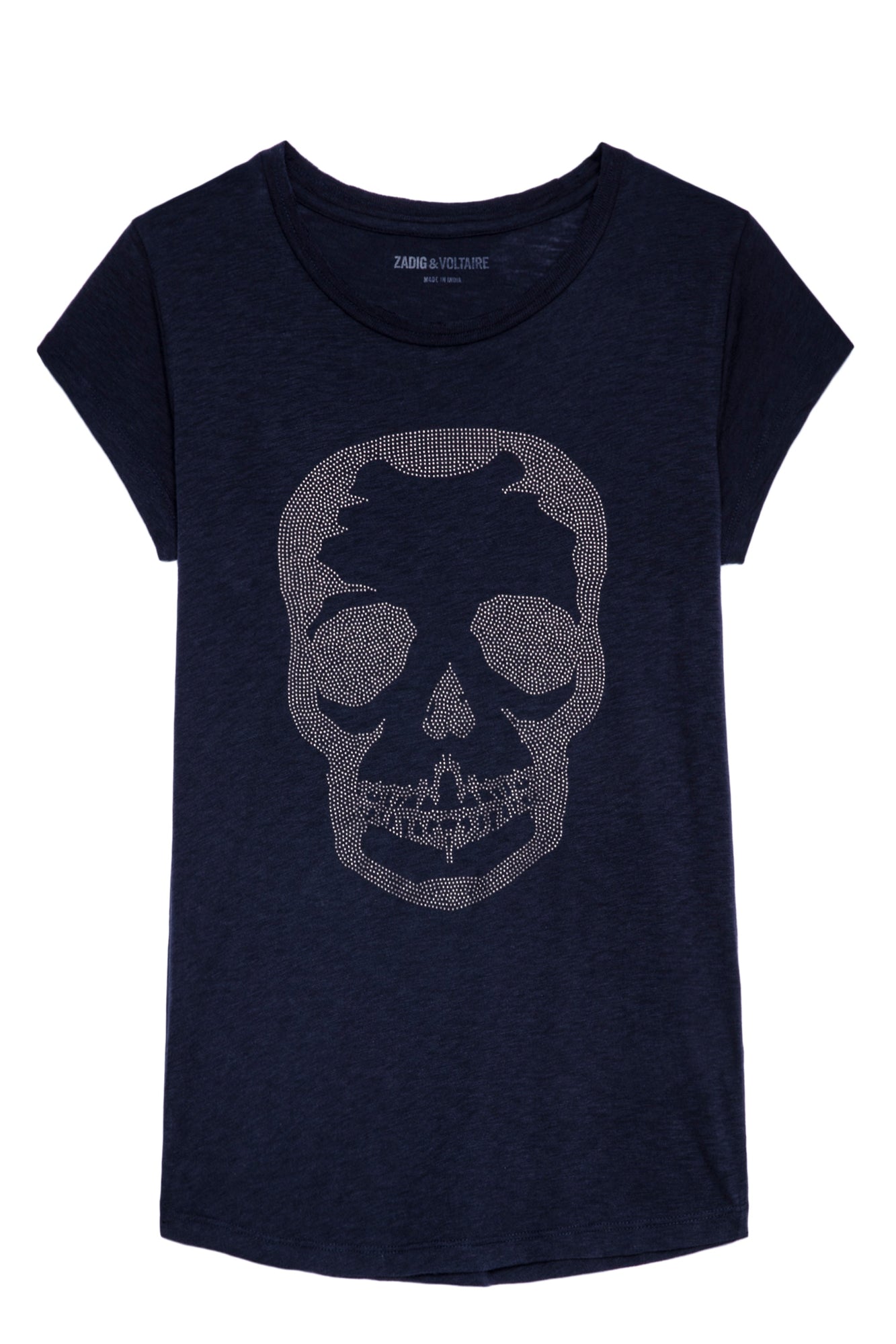 Skinny Skull Studs Tee Shirt  | Navy