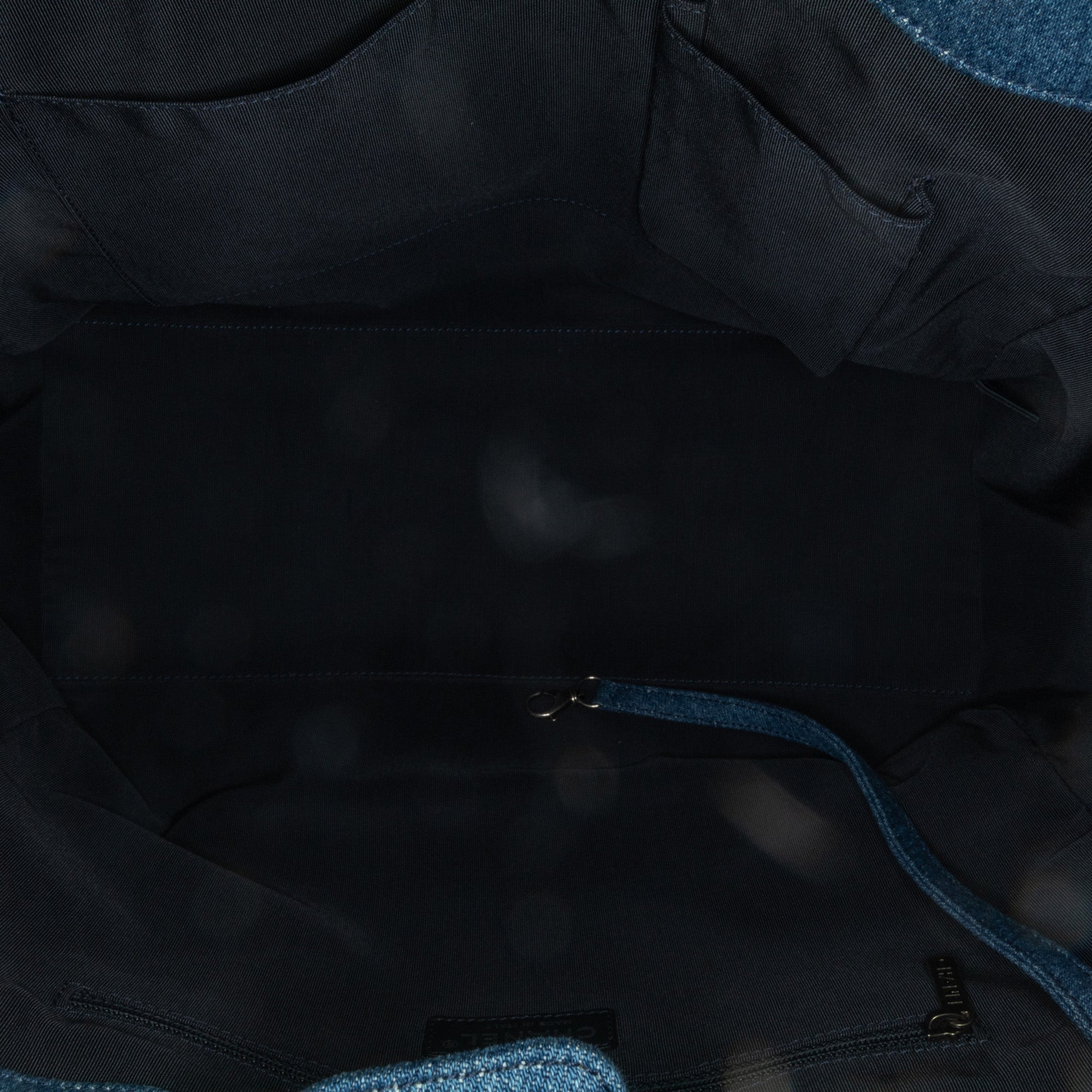 Chanel | Pre-Owned Large Fringed Denim Shopping Tote | Blue/BrownBrownBrownBrownBrown