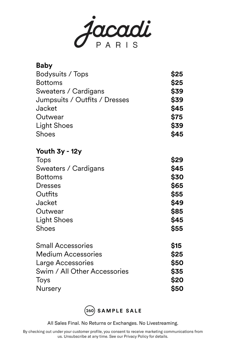 Price table
