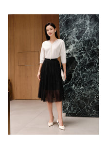 Jacquard Gradient Skirt | Black