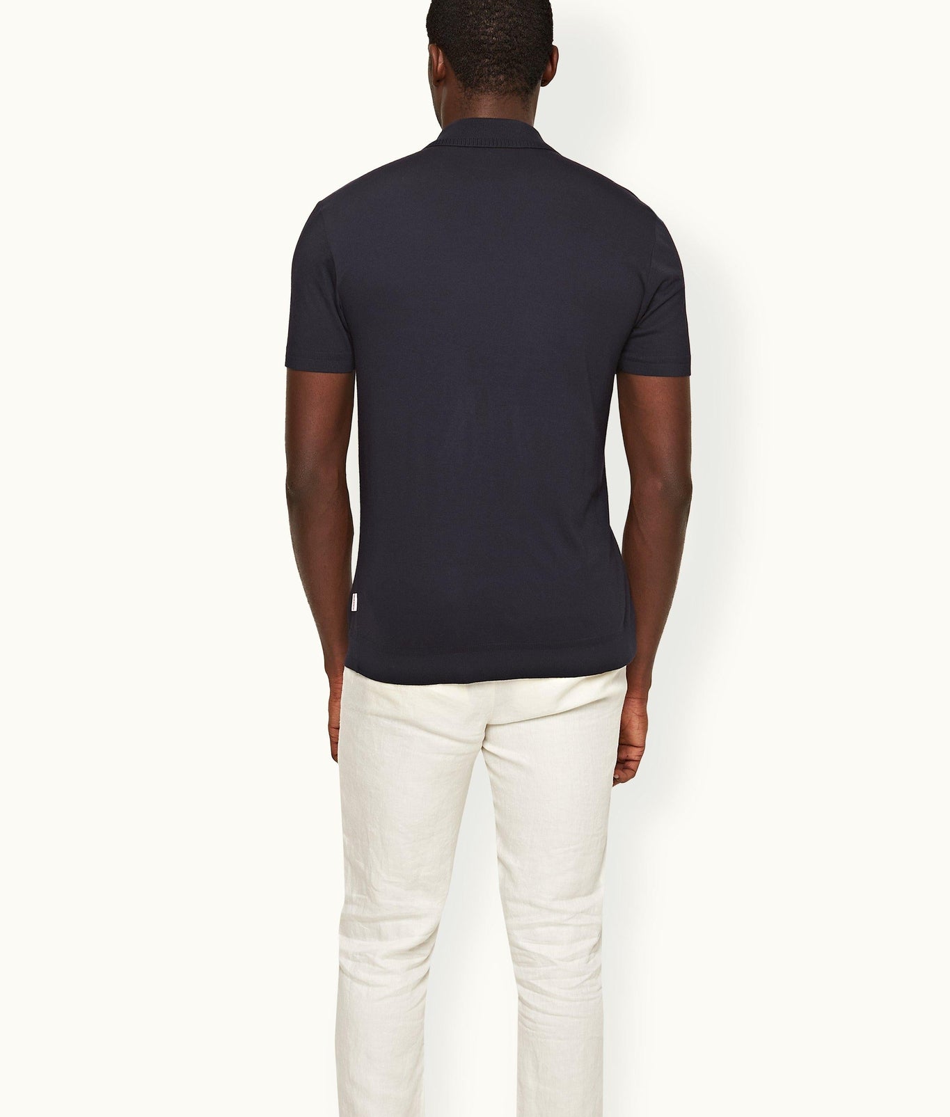 Jarrett Knitted Classic Fit Knitted Rib Cotton-Modal Polo Shirt | Night Iris