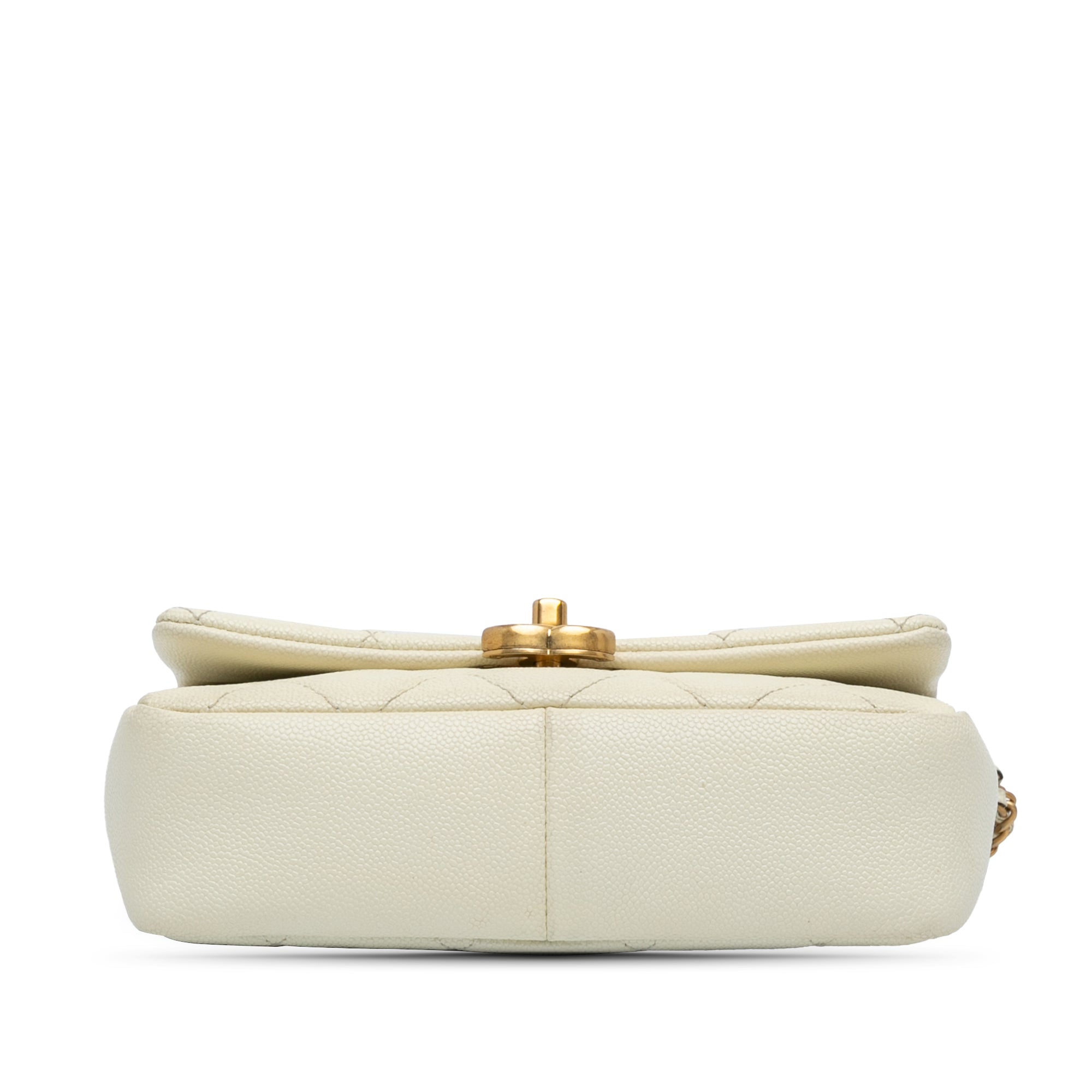 Chanel | Pre-Owned Small Quilted Caviar Chain Melody Flap - II | White/Ivory