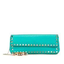 Valentino | Pre-Owned Nappa Rockstud Bangle Clutch | Blue/Turquoise
