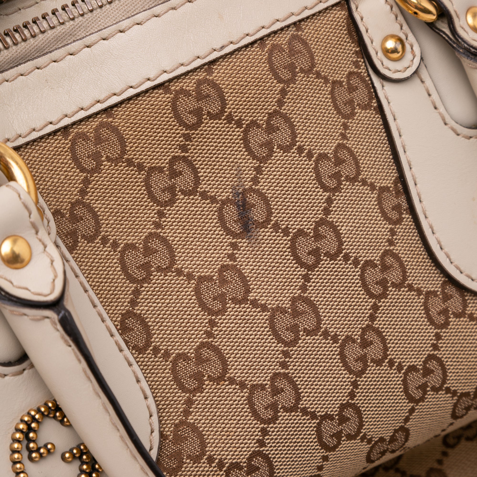 Gucci | Pre-Owned GG Canvas Scarlett Satchel | Brown/Beige/WhiteWhite