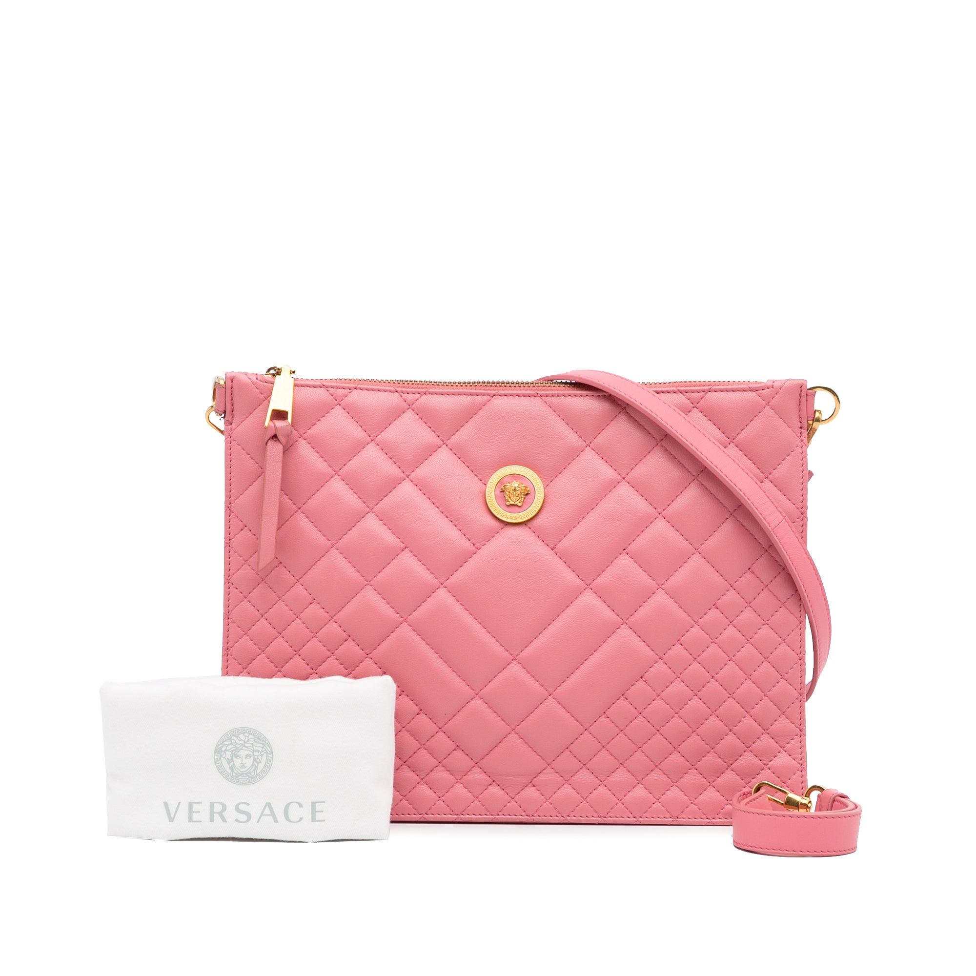 Versace | Pre-Owned Quilted Medusa Crossbody | Pink