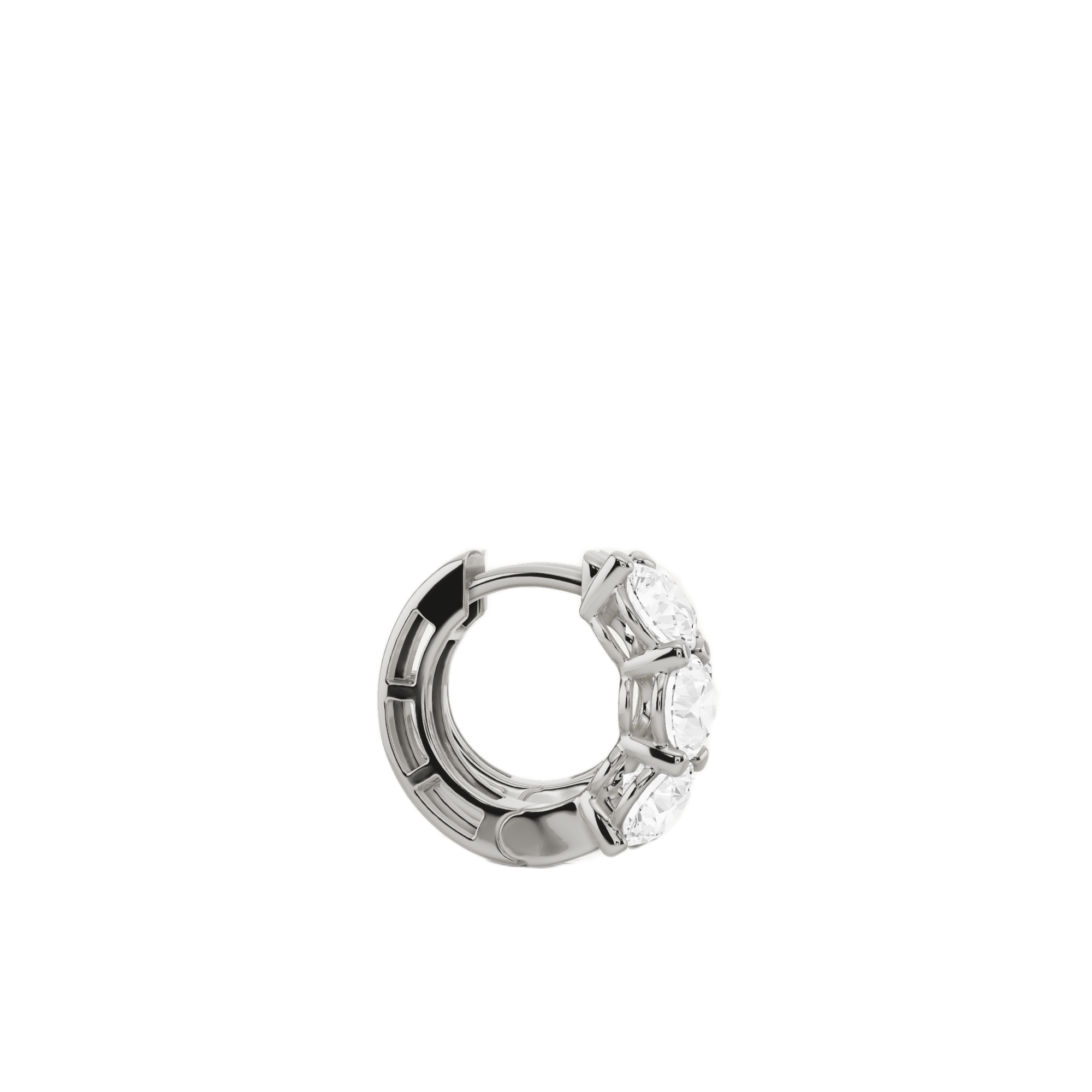 Womens | Huggie Hoops | 10K White Gold | 2 CTW Round Cut Lab Grown Diamond | G-SI