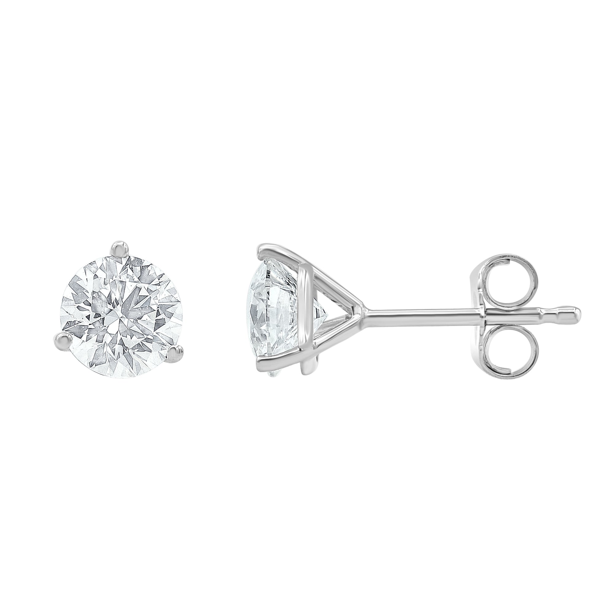 Womens | Martini Stud Earrings | 14K White Gold | 1 CTW Round Cut Lab Grown Diamond | F-VS