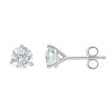 Womens | Martini Stud Earrings | 14K White Gold | 2 CTW Round Cut Lab Grown Diamond | F-VS
