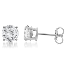 Womens | Stud Earrings | 14K White Gold | 1 CTW Round Cut Lab Grown Diamond | G-SI