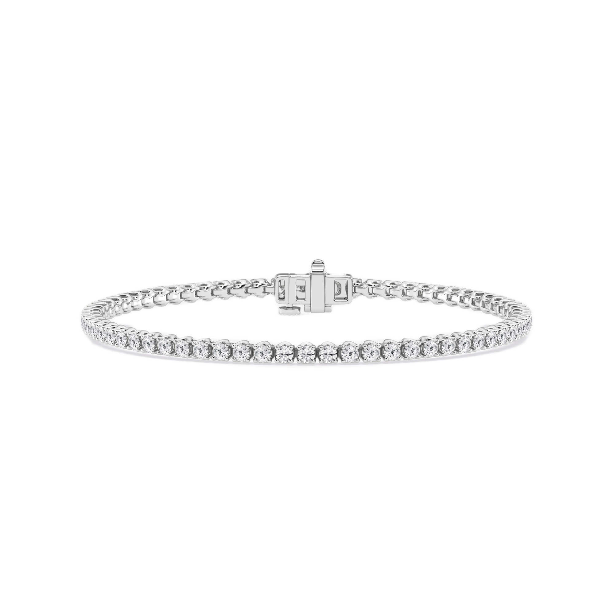 Womens | Tennis Bracelet - III | 14K White Gold | 3 CTW Round Cut Lab Grown Diamond | F-VS2