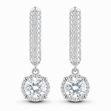 Womens | Half Hoop Earrings | 14K White Gold | 1.50 CTW Round Cut Lab Grown Diamond | F-VS