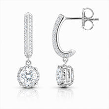 Womens | Half Hoop Earrings | 14K White Gold | 1.50 CTW Round Cut Lab Grown Diamond | F-VS