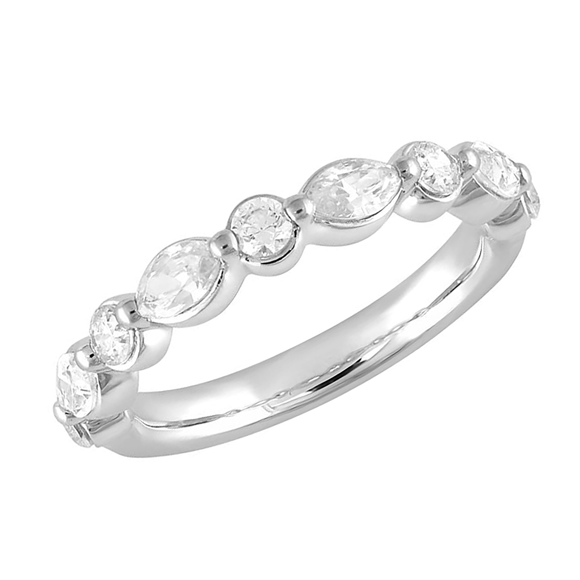 Womens | Wedding Band | 14K White Gold | 1 CTW Marquise Cut Lab Grown Diamond | F-VS