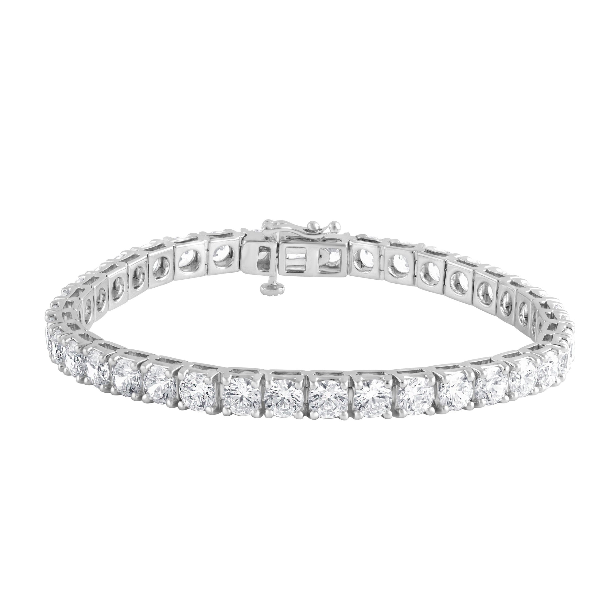 Womens | Tennis Bracelet | 14K White Gold | 15.2 CTW Round Cut Lab Grown Diamond | I-J-I1