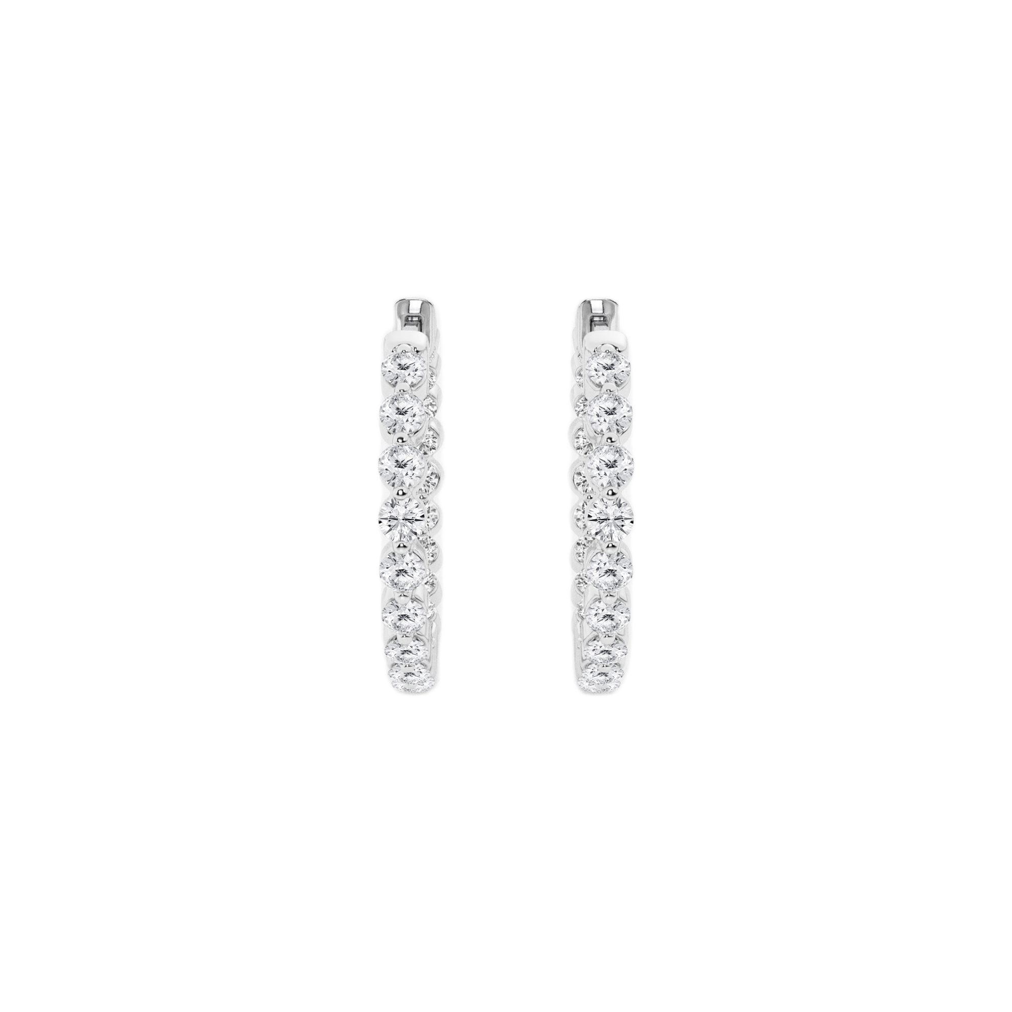 Womens | Inside Diamond Hoop Earrings | 14K White Gold | 1 CTW Round Cut Lab Grown Diamond | F-VS2