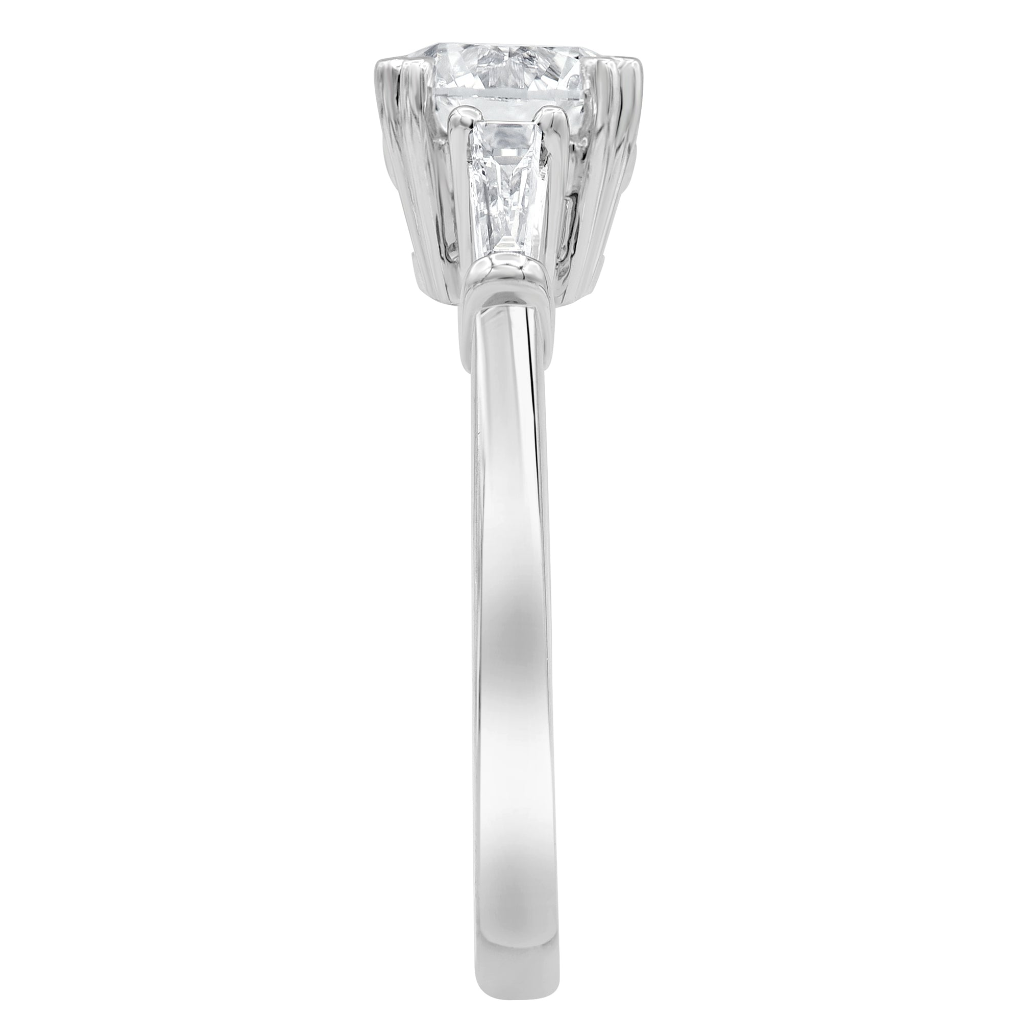 Womens | Solitaire Engagement Ring | 14K White Gold | 1.75 CTW Baguette Cut Lab Grown Diamond | G-VS-SI1