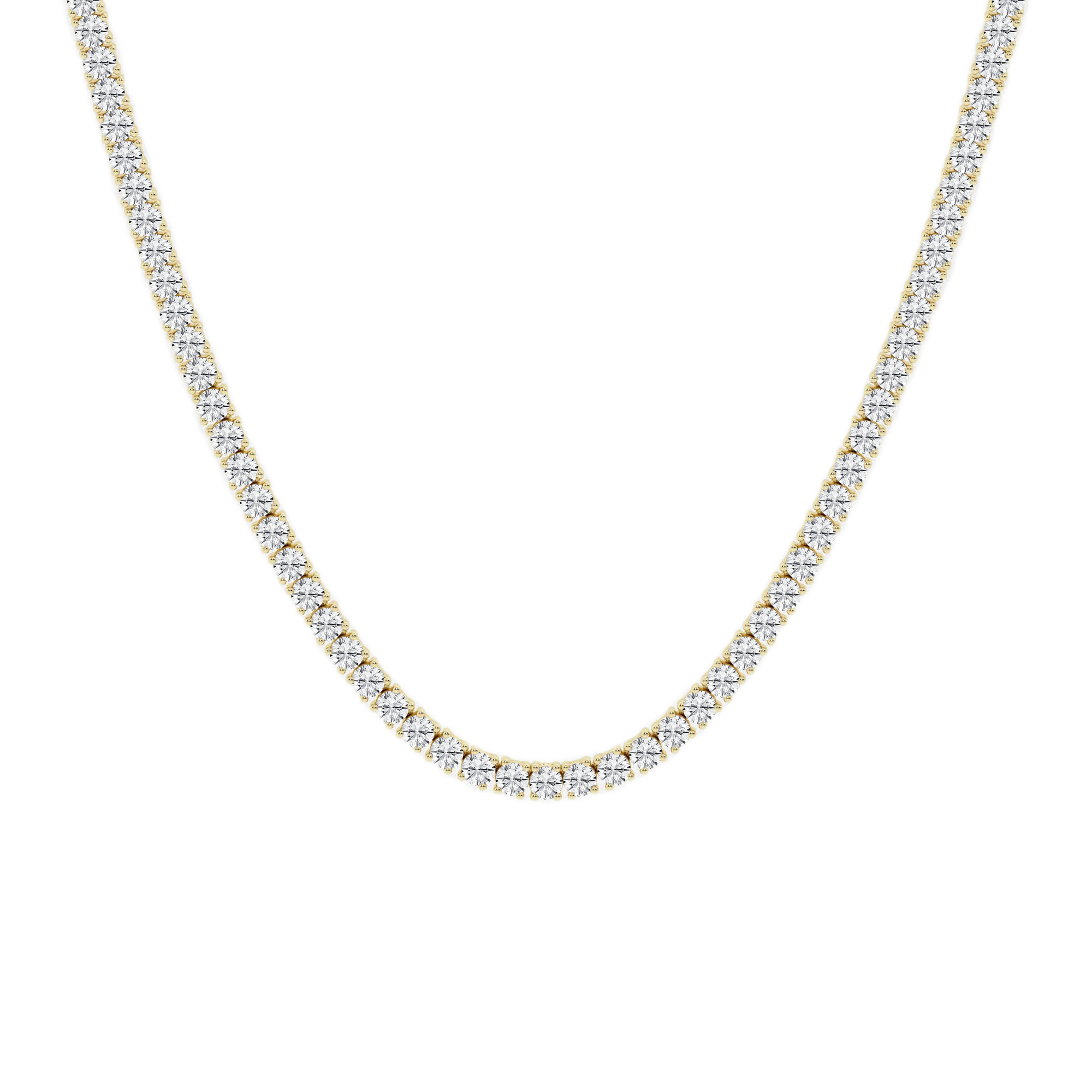 Womens | Tennis Necklace | 14K Yellow Gold | 15.15 CTW Round Cut Lab Grown Diamond | G-SI