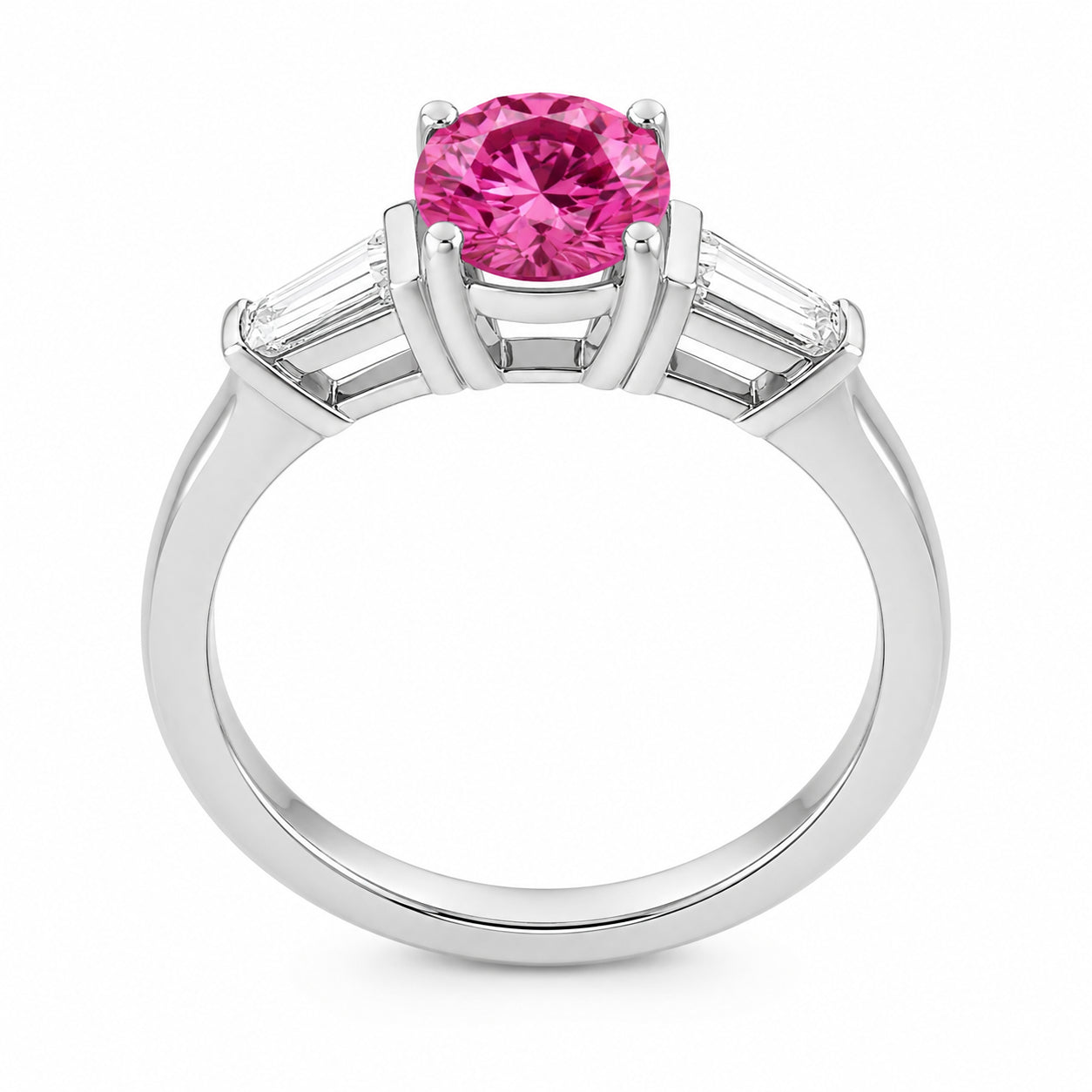Womens | 3 Stone Engagement Ring | 14K White Gold | 2.40 CTW Round Cut Lab Grown Diamond | IJ-VS