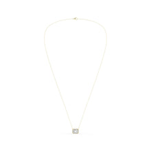 Womens | Halo Solitaire Pendant Necklace | 14K Yellow Gold | 1.5 CTW Emerald Cut Lab Grown Diamond | G-SI