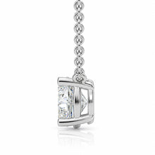 Womens | Solitaire Pendant Necklace | 14K White Gold | 0.7 CTW LongCushion Cut Lab Grown Diamond | F-VS