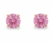 Womens | Stud Earring | 14K Rose Gold | 2 CTW Cushion Cut Lab Grown Diamond | Pink-VS1