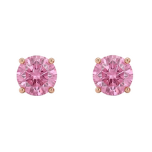 Womens | Stud Earring | 14K Rose Gold | 2 CTW Cushion Cut Lab Grown Diamond | Pink-VS1