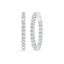 Womens | Inside Out Hoop Earrings | Sterling Silver | 3 CTW Round Cut Lab Grown Diamond | G-SI
