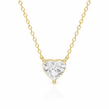 Womens | Solitaire Pendant Necklace | 14K Yellow Gold | 1.60 CTW Heart Shape Lab Grown Diamond | F-VS