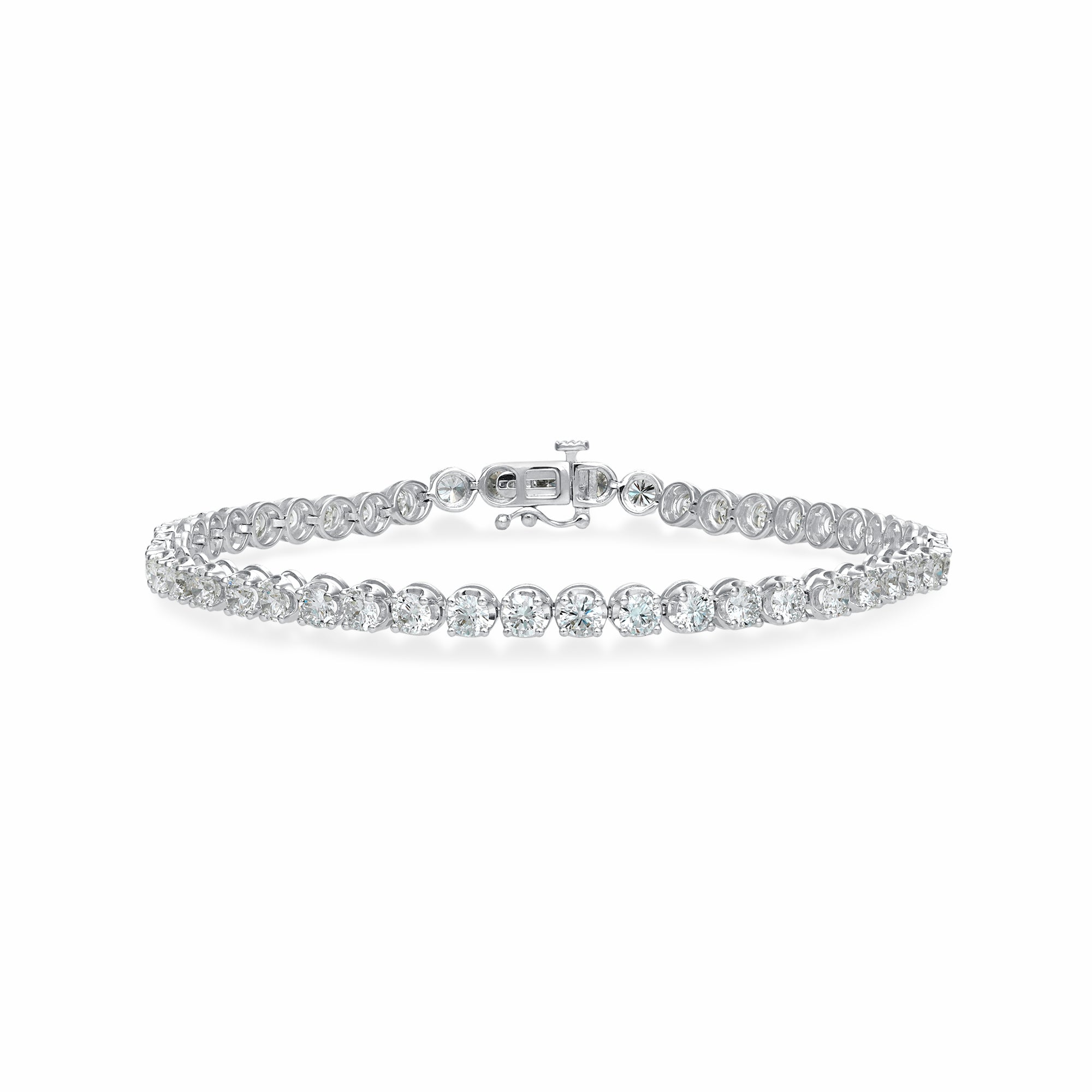 Womens | Tennis Bracelet - I | 14K White Gold | 7 CTW Round Cut Lab Grown Diamond | G-SI