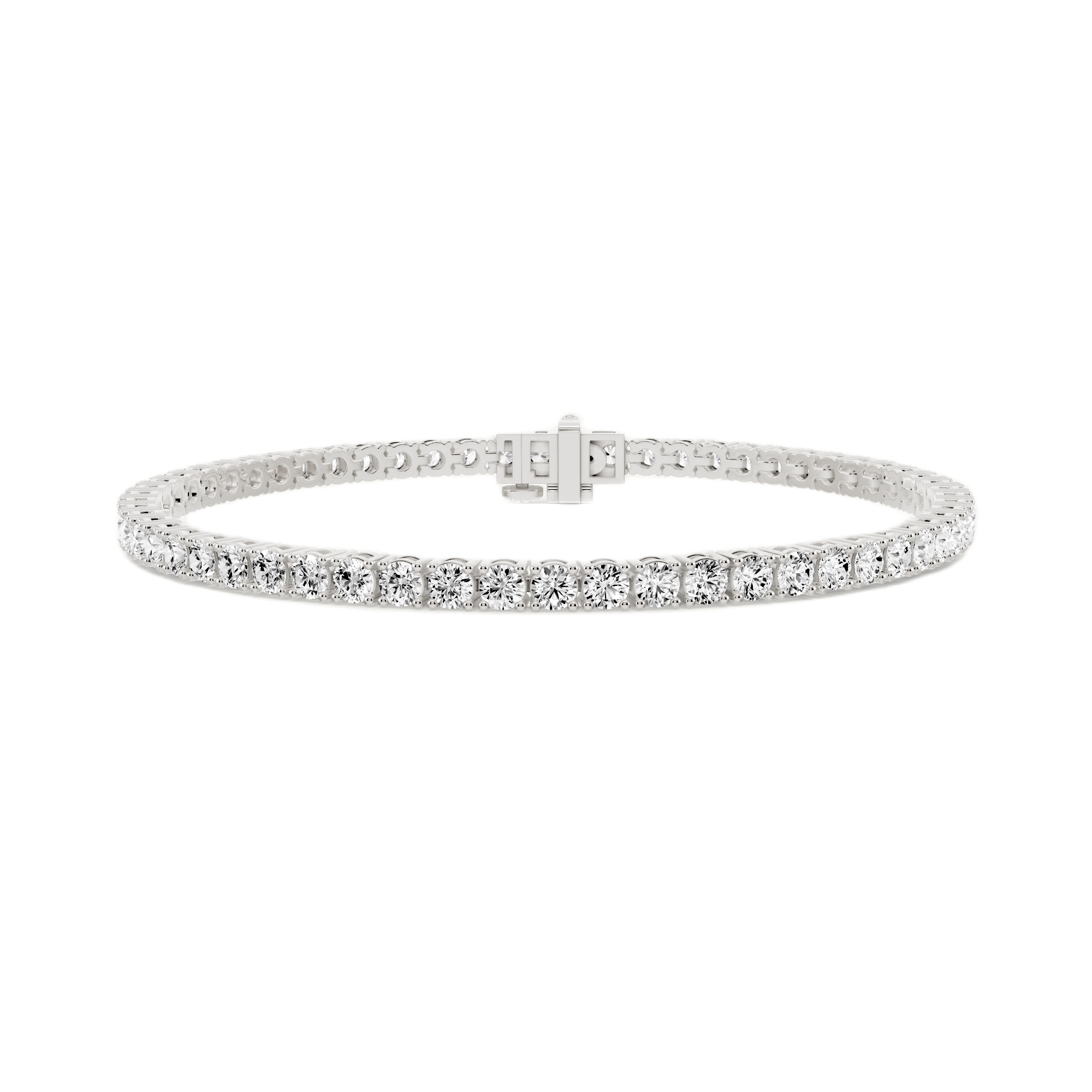Womens | Tennis Bracelet | 14K White Gold | 5 CTW Round Cut Lab Grown Diamond | F-VS2
