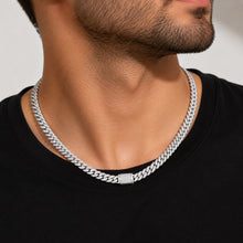 Mens | Cuban Chain Necklace | Sterling Silver | 10 CTW Round Cut Lab Grown Diamond | G-SI