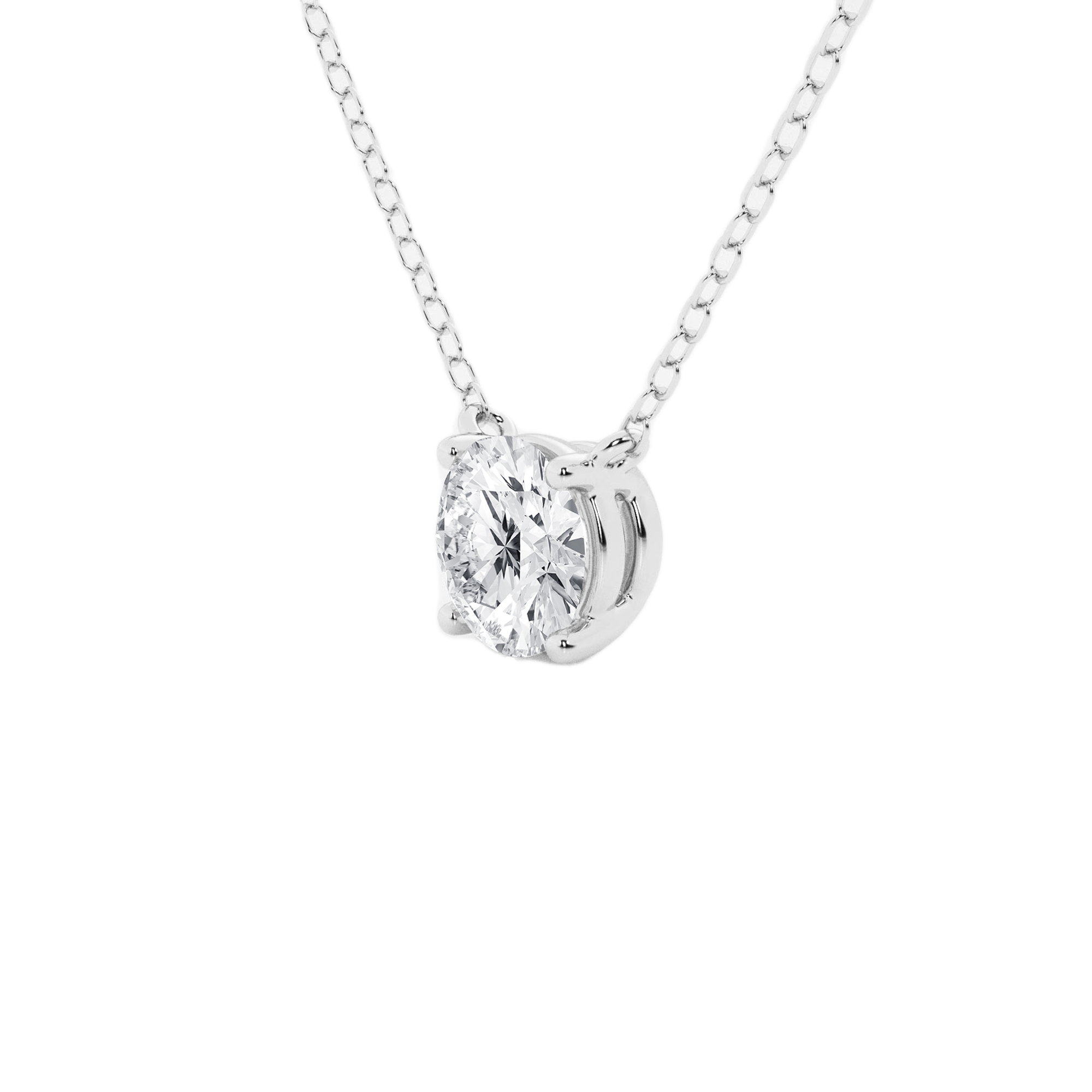Womens | Solitaire Pendant Necklace | 14K White Gold | 1 CTW Round Cut Lab Grown Diamond | G-SI