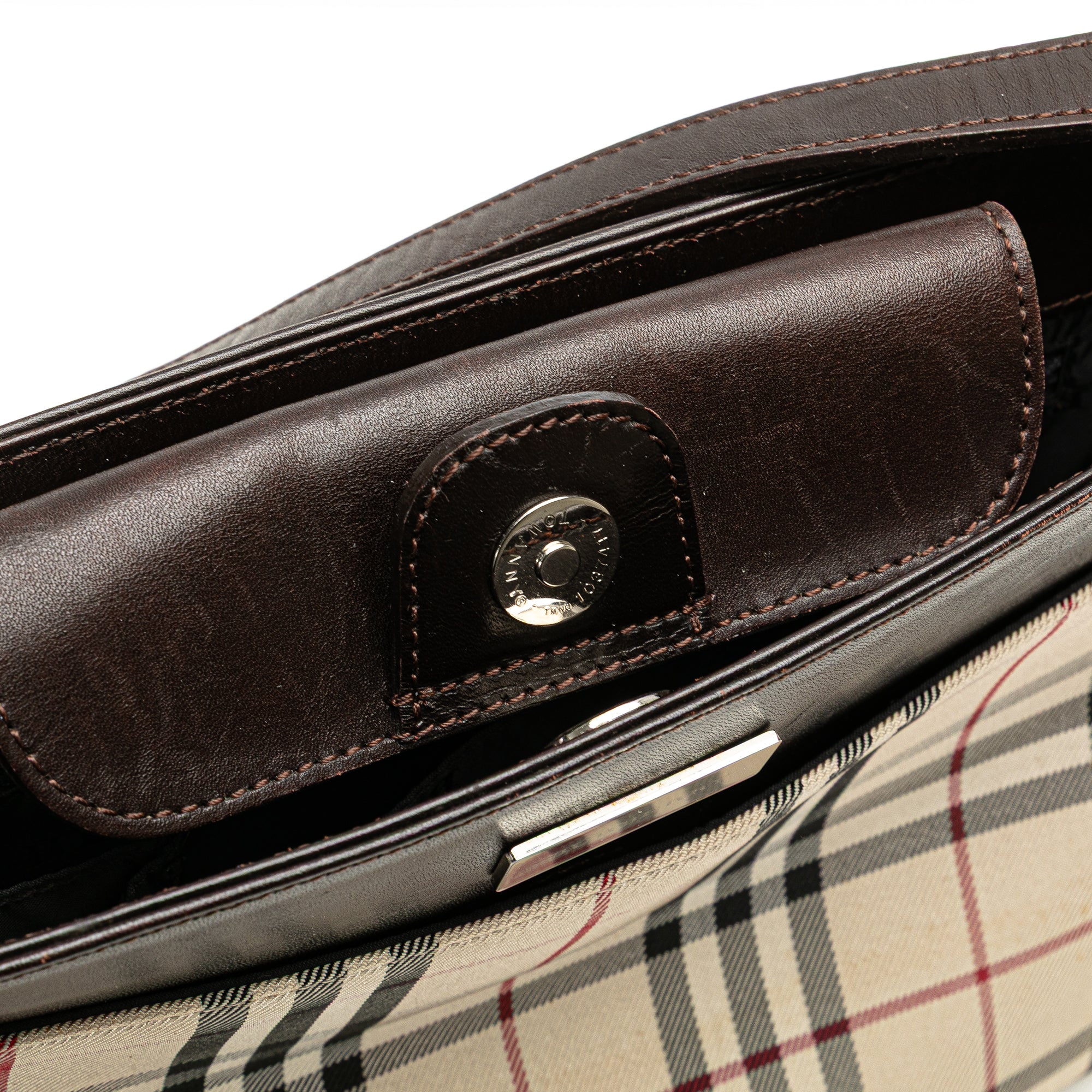 Burberry | Pre-Owned House Check Canvas Shoulder Bag | Brown/Beige