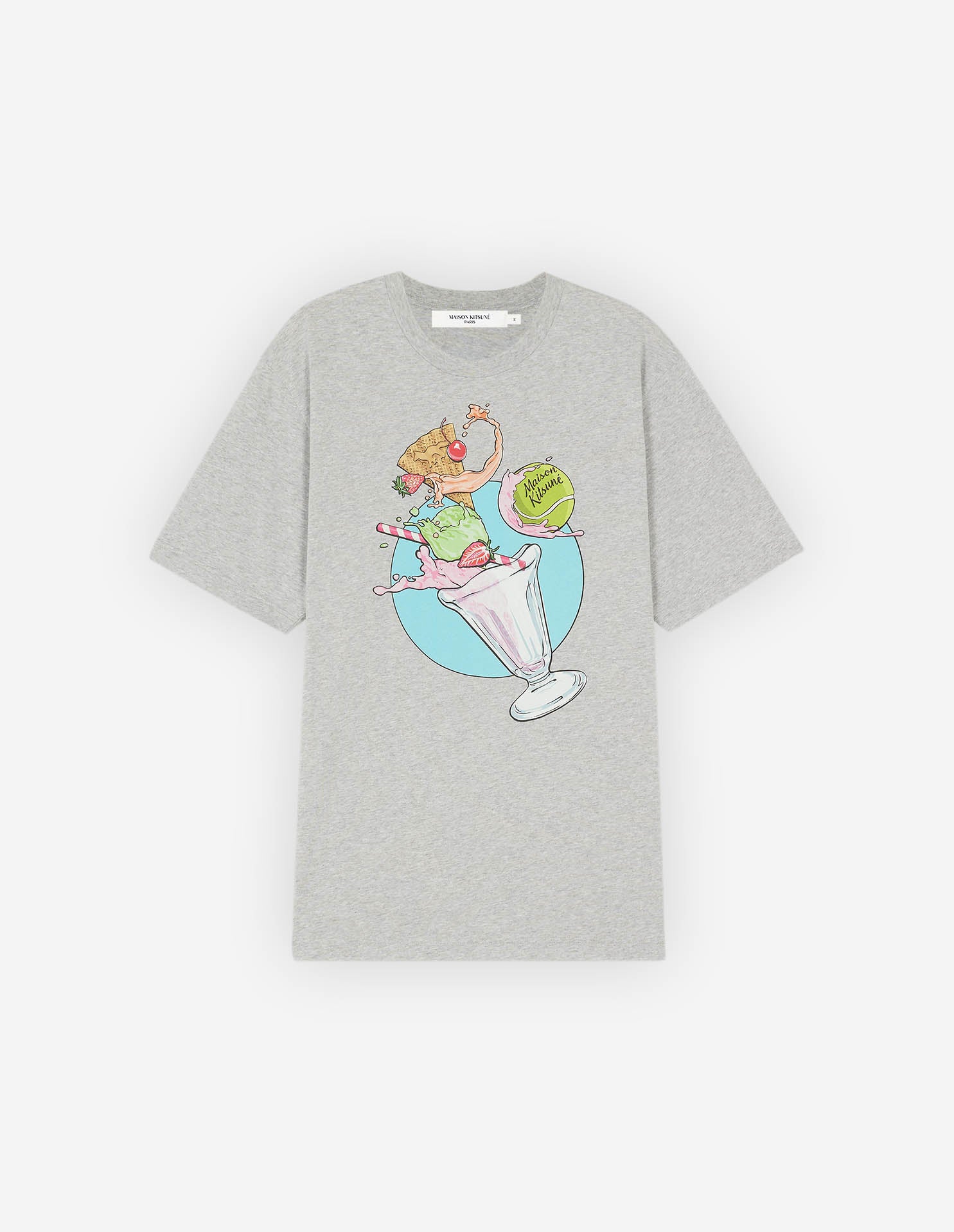 Mens | Ice Crean Splash Short-Sleeve Comfort Jersey Tee-Shirt | Light Grey Melange