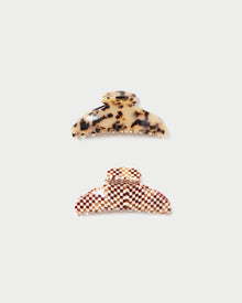 Koda Clip Set | Light Tortoiseshell/Brown Check