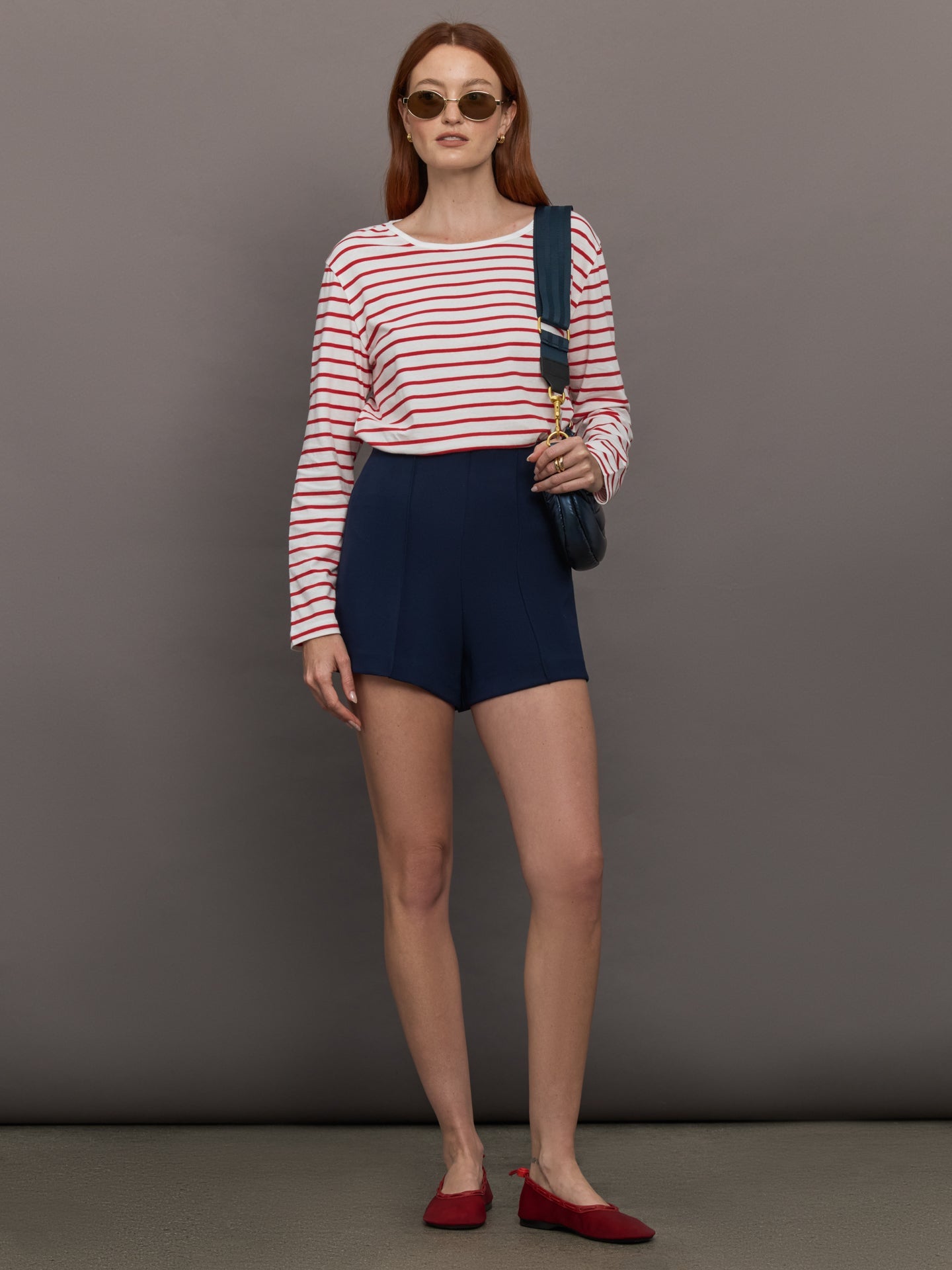 Long Sleeve Striped Tee | White/Red