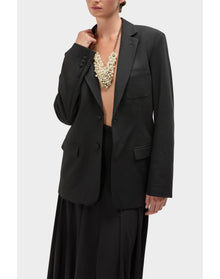 Kalen Wool Oversized Wool Blazer | Black