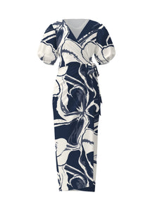 Printed Cotton Poplin Kyra Dress | Sora Navy