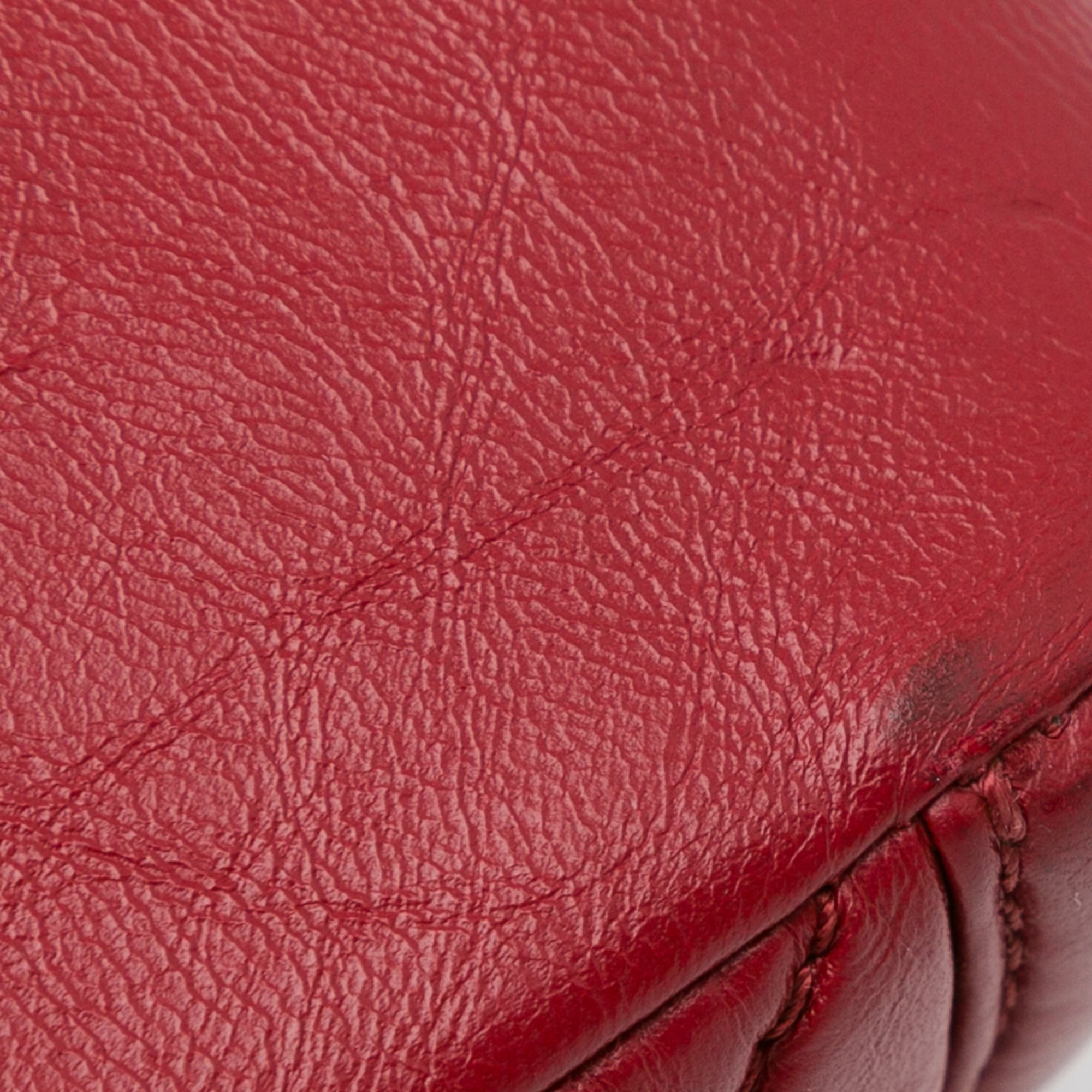 Chanel | Pre-Owned CC Chevron Calfskin Top Handle Flap | Red