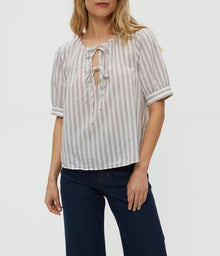 Fawn Puff Sleeve Top | Espresso Combo