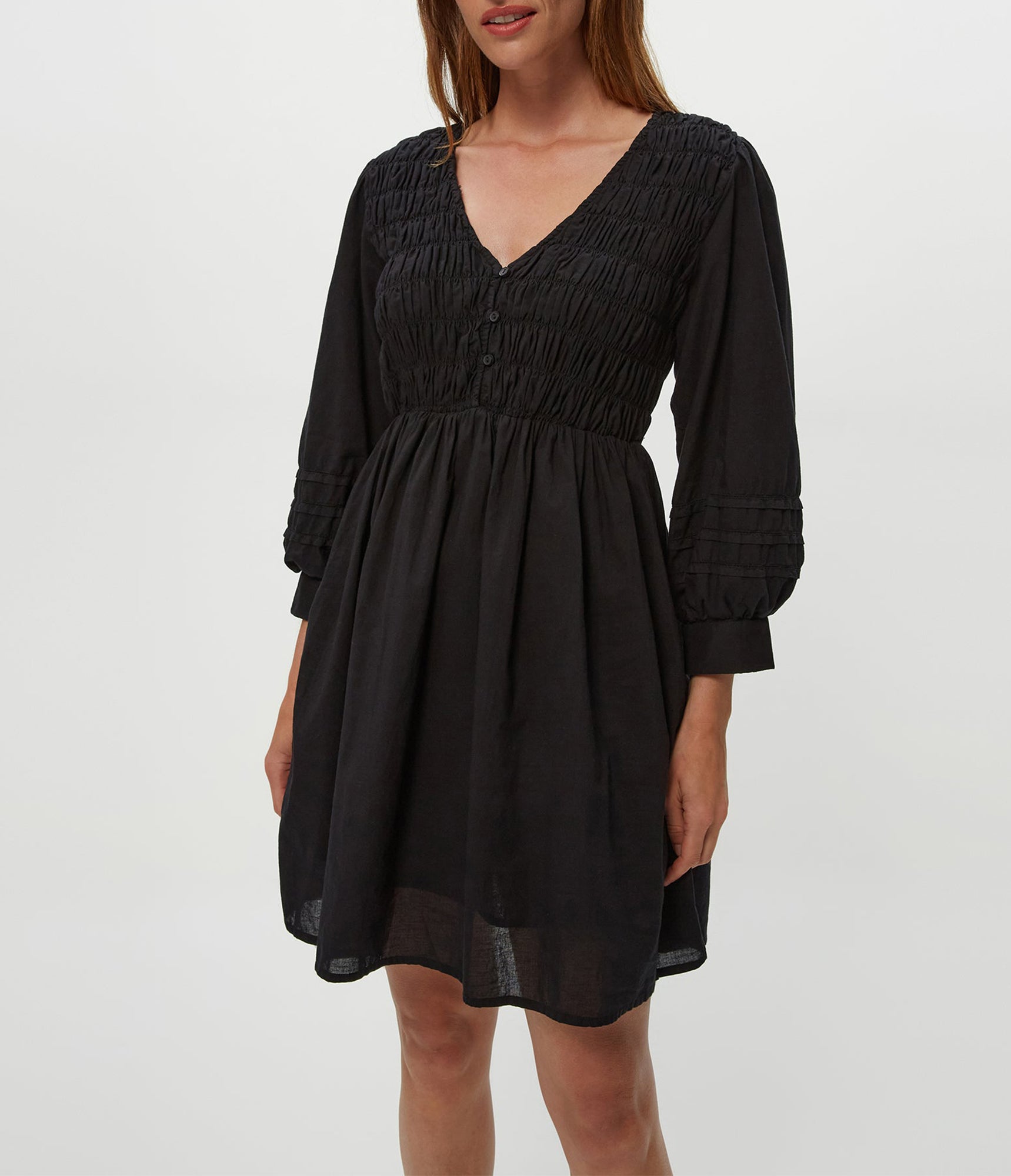 Zuri Smocked Mini Dress | Black