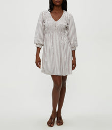 Zuri Smocked Mini Dress | Espresso Combo