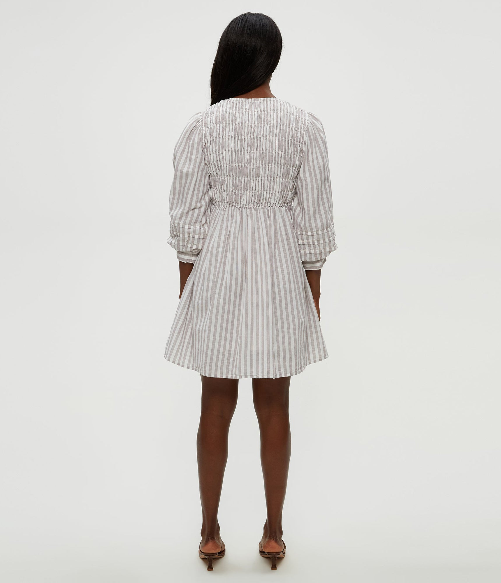 Zuri Smocked Mini Dress | Espresso Combo