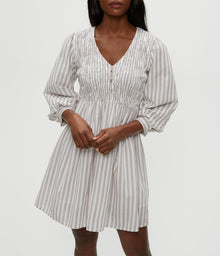 Zuri Smocked Mini Dress | Espresso Combo