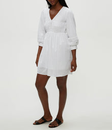 Zuri Smocked Mini Dress | White