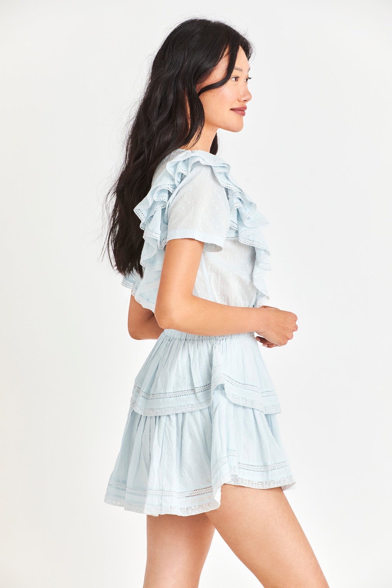 Side image of light blue Natasha Dress