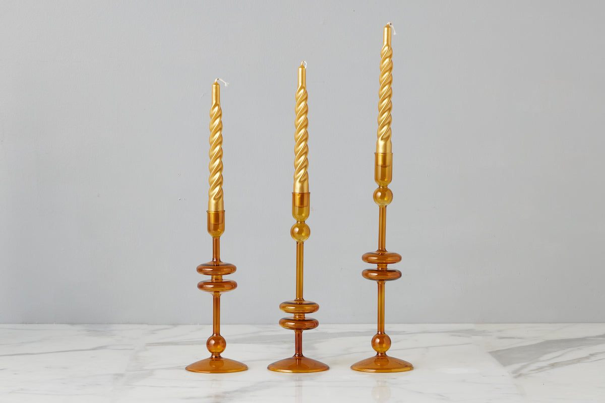 Lacquered Twisted Taper Candles | Gold | Set of 6